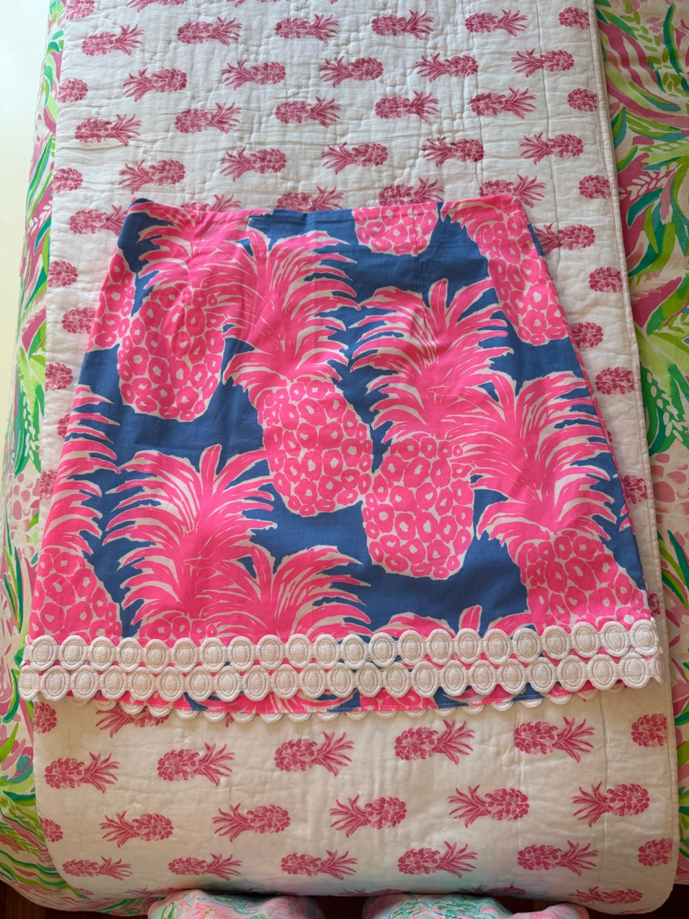 Lilly Pulitzer Pink Pineapple Print Skirt on Periwinkle